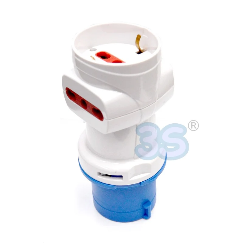 Adaptateur secteur 16 A triphasé IP20 avec prise Schuko
