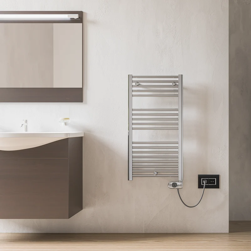 Sèche-serviettes électrique CORTINA EVO CHROME 92x48 cm avec thermostat numérique programmable