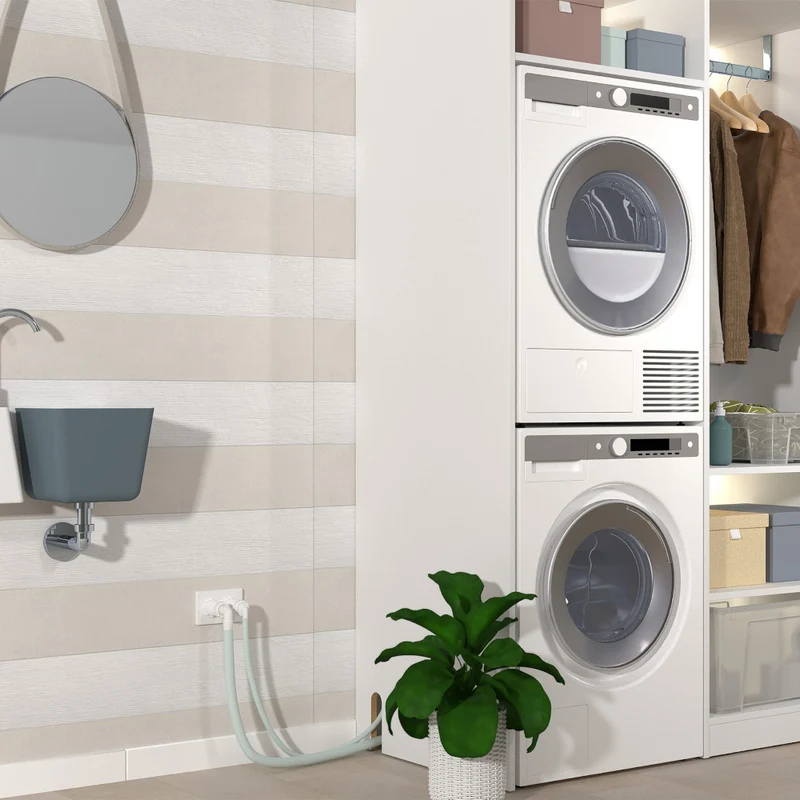 Siphon double intégré Dexa 2 en PP pour lave-linge et sèche-linge ou évacuation des condensats