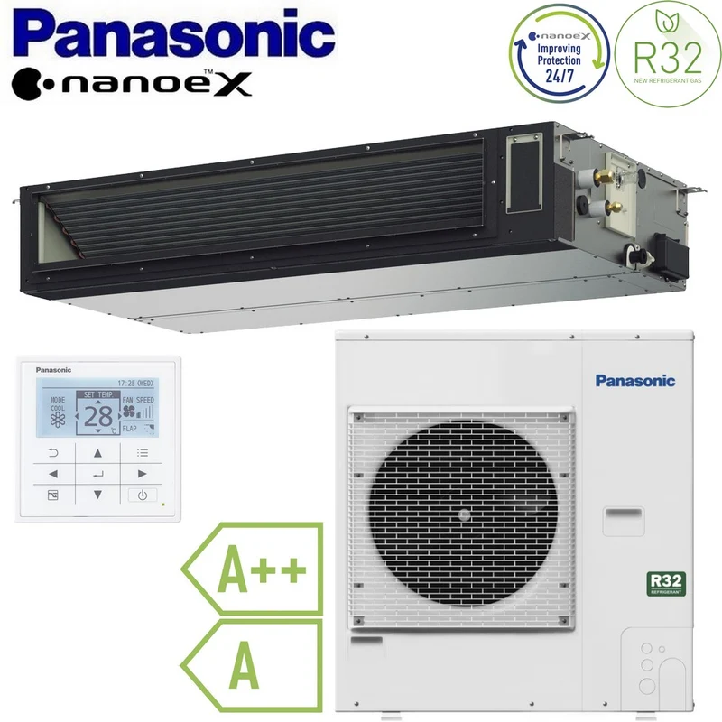Climatiseur gainable Panasonic PACi NX 36 000 BTU R32 A++ — installation horizontale/verticale