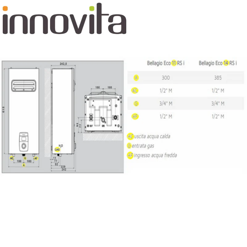 INNOVITA BELLAGIO ECO 11 RS I MTN Chauffe-eau extérieur à chambre étanche - sans évacuation des fumées