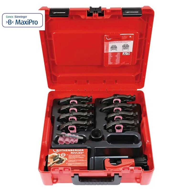 Coffret compact ROTHENBERGER MaxiPro à 8 mâchoires pour mini-presse 1/4''-3/8''-1/2''-3/4''-5/8''-7/8''-1''-1''1/8