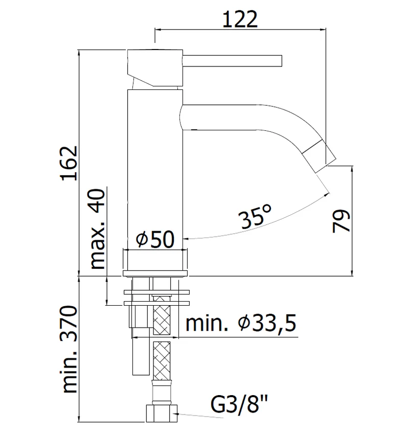Mitigeur de lavabo Paffoni Fonte LIG071 CR LIGHT - sans bonde