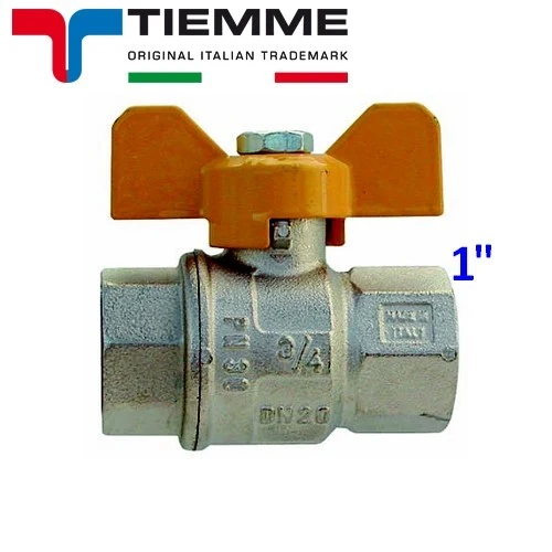 Robinet à boisseau sphérique pour gaz F-F 1'' levier papillon jaune - TIEMME