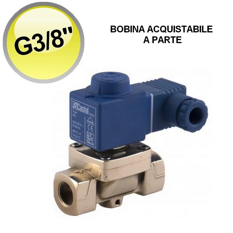 1132/03S - Électrovanne Castel pour eau et air, raccord G3/8