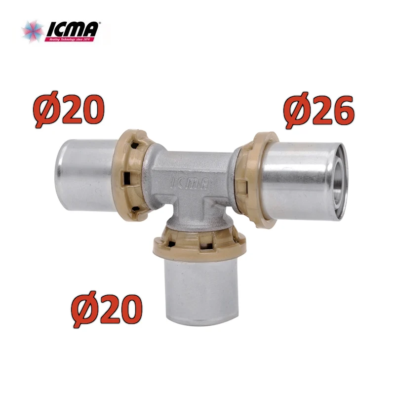 ICMA 406 - Raccord en T réduit T 20x20x26 SEMPITER® multicouche à sertir