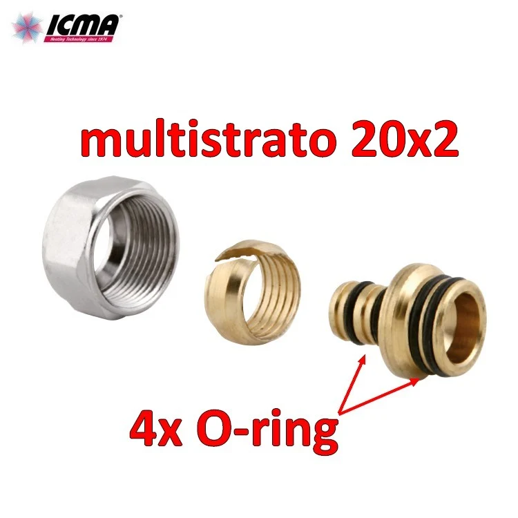 Raccord collecteur ICMA 101 Eurocone pour tuyau multicouche Ø 20x2 mm avec 4 joints toriques
