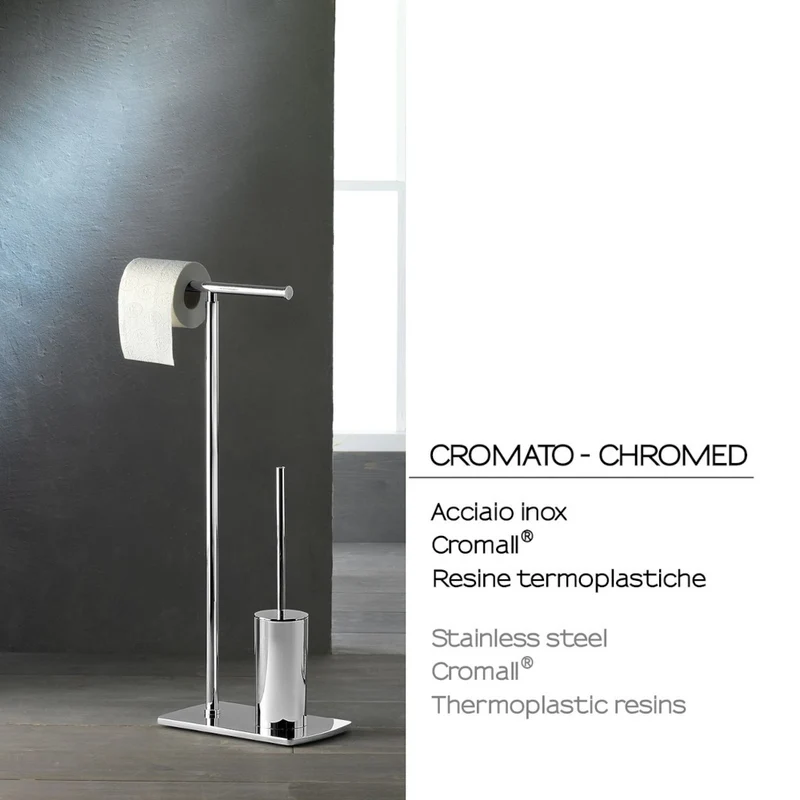 Porte-rouleau de papier toilette et support de brosse de toilette en laiton chromé GEDY FLORIDA