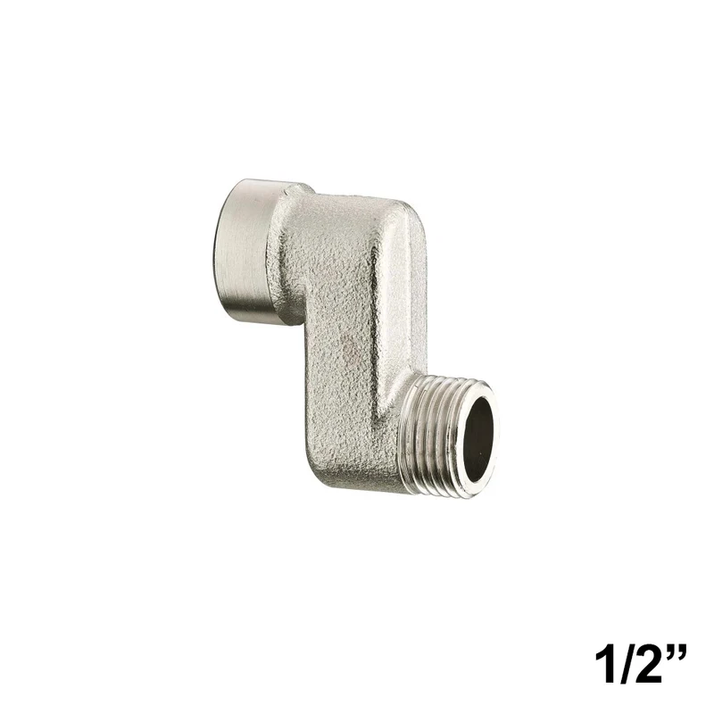 Raccord de radiateur excentrique en laiton nickelé, raccords MF 1/2", déport de 20 mm