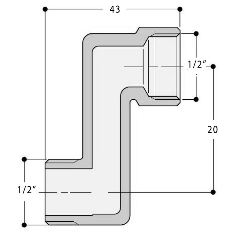 Raccord de radiateur excentrique en laiton nickelé, raccords MF 1/2", déport de 20 mm