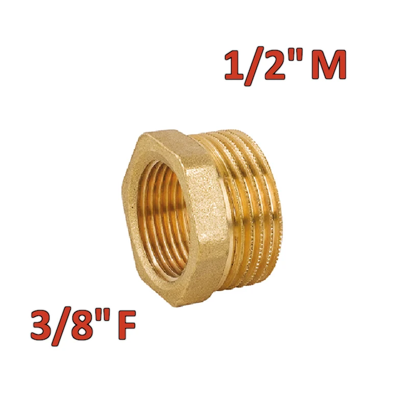 Réducteur hexagonal en laiton avec raccord mâle 1/2'' x femelle 3/8''