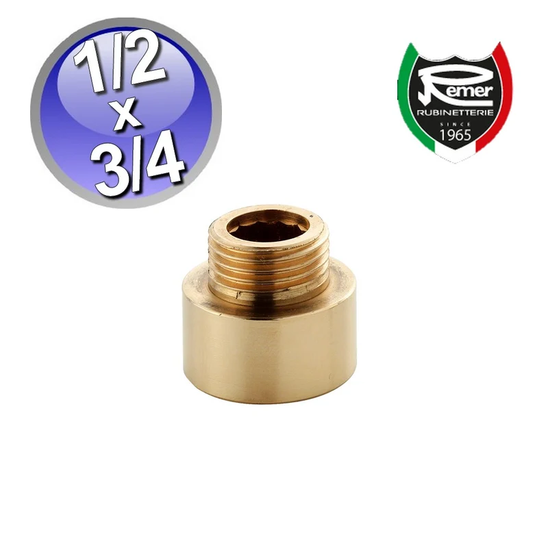 Extension réduite de M 1/2 x F 3/4 en laiton jaune