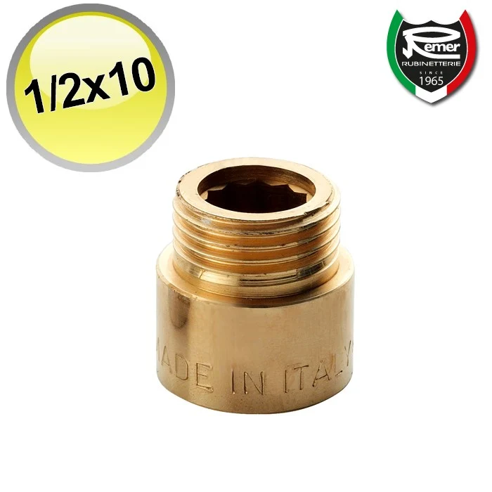 Rallonge en laiton jaune 1/2'' MF longueur 10 mm
