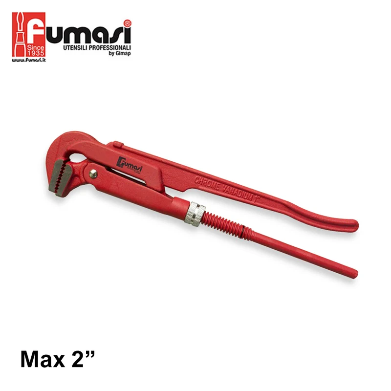 Clé à pipe modèle suédois à 90°, longueur 550 mm, en acier au chrome-vanadium - ouverture maximale 2''