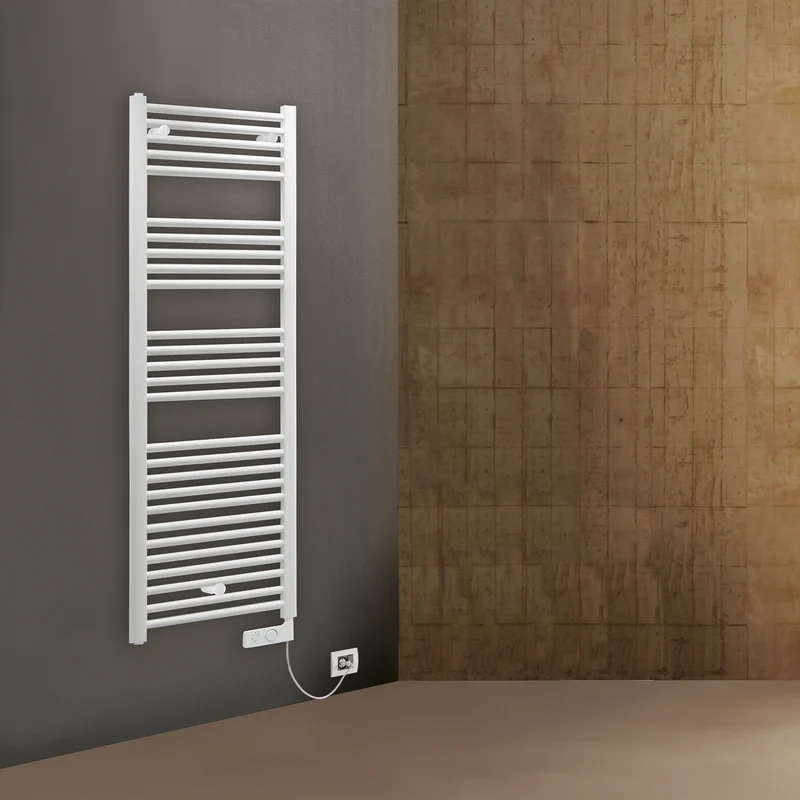 Sèche-serviettes électrique CORTINA, blanc, 137 x 48 cm, avec thermostat
