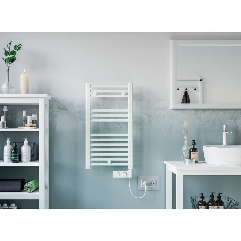 Sèche-serviettes électrique CORTINA, blanc, 72 x 40 cm, avec thermostat - radiateur de salle de bain