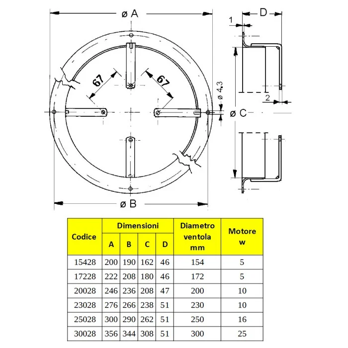 Buse pour ventilateur Ø 172 mm et moteur pentavalent 5 W