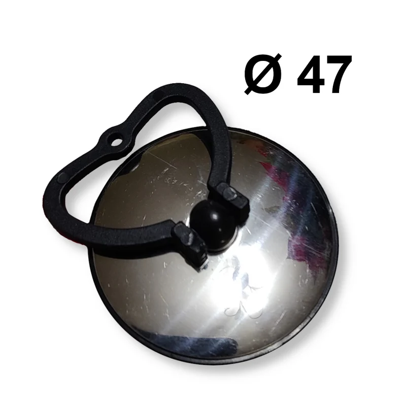 Bouchon de vidange Ø 47 mm recouvert d'une rosace en acier avec poignée en PVC noir
