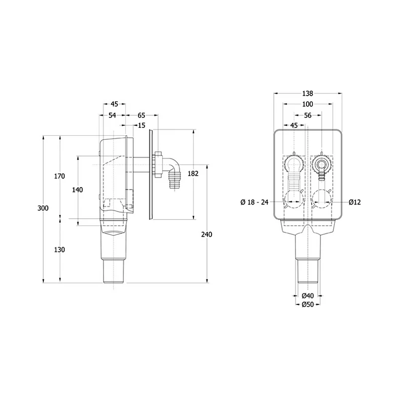 BIBOX double siphon intégré pour la vidange des lave-linge et lave-vaisselle