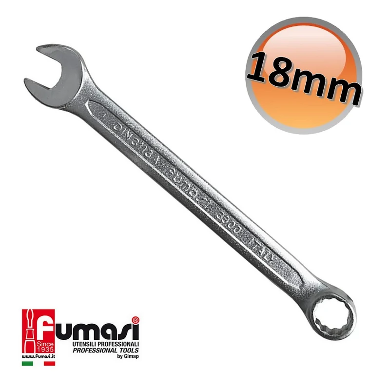 Clé mixte en étoile de 18 mm en acier au chrome-vanadium