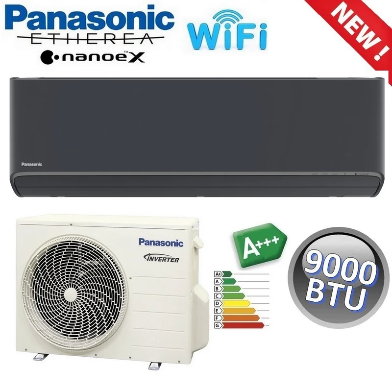Climatiseur mono-split Panasonic ETHEREA 9 000 BTU R32 A+++ Wi-Fi NanoeX — noir graphite