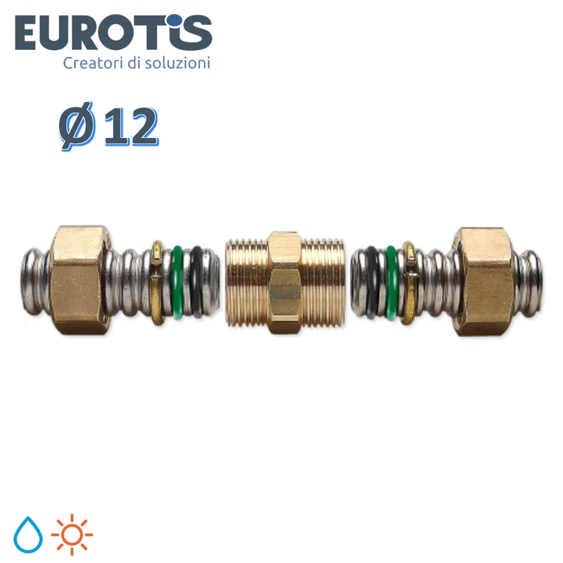 Raccord rapide fileté en laiton Ø 12 avec double joint torique pour eau et solaire - Eurotis