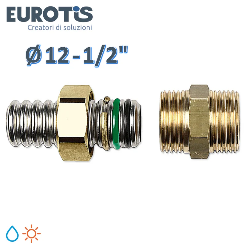 Raccord rapide en laiton Ø 12 - 1/2'' fileté M avec double joint torique pour eau et solaire - Eurotis