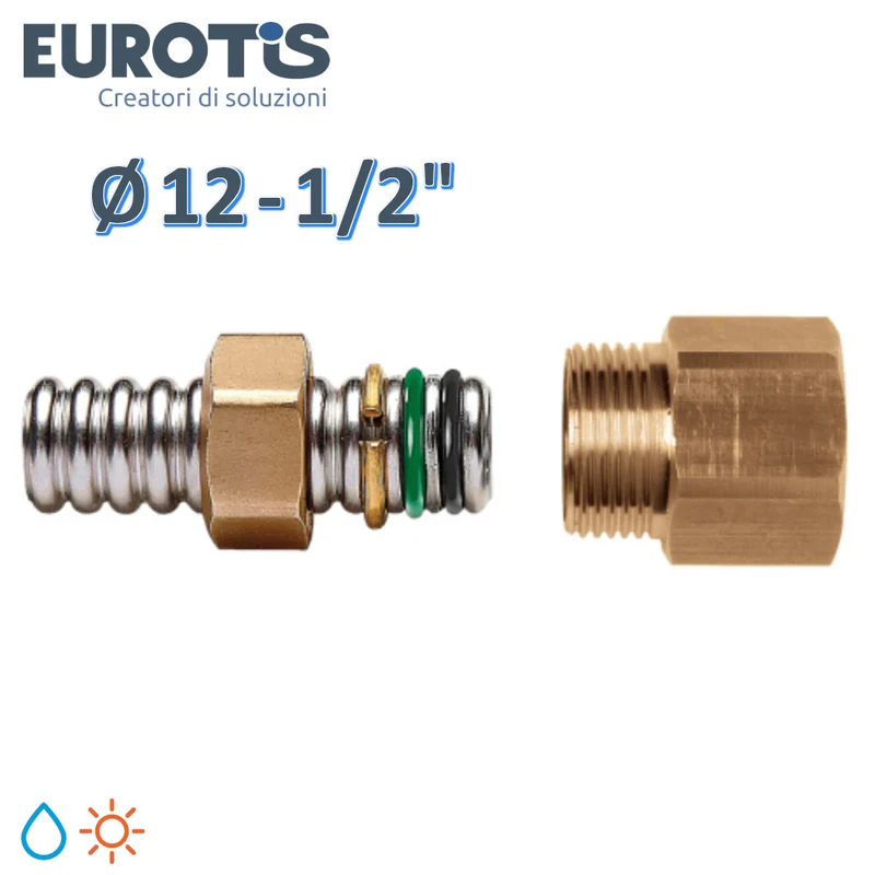 Raccord rapide en laiton Ø 12 - 1/2'' fileté F avec double joint torique pour eau et solaire - Eurotis