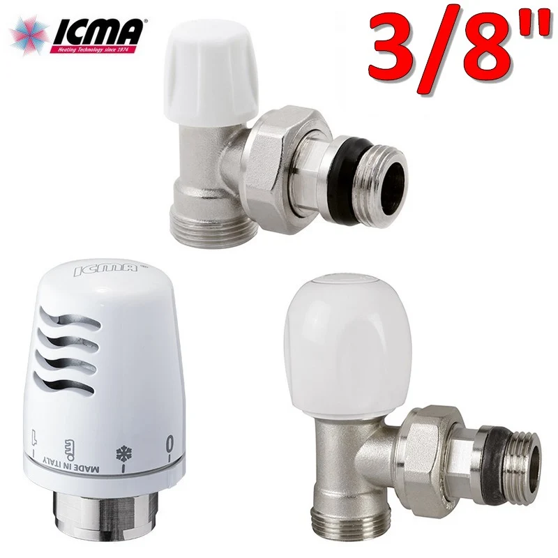 Kit thermostatique ICMA - vanne + verrou + tête thermostatique 3/8'' avec raccord en cuivre ou multicouche