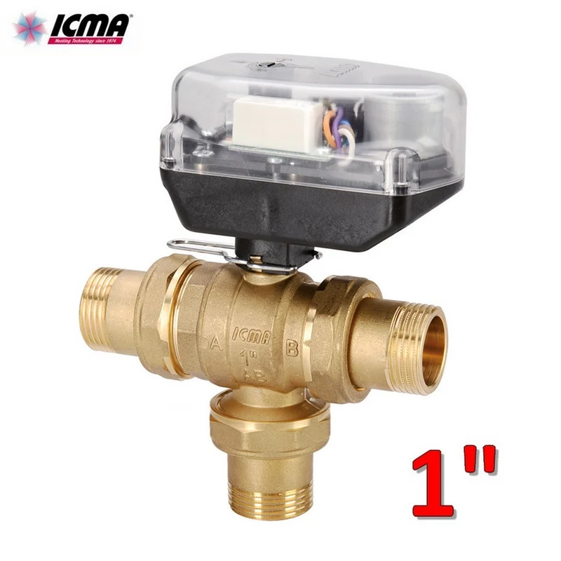 ICMA 343 - Vanne de zone à bille de dérivation 3 voies 1'' avec servocommande 230 V