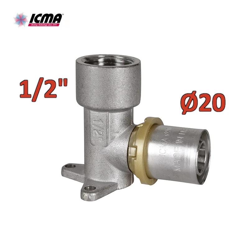 ICMA 410 - Coude à sertir avec support 1/2'' femelle x Ø20 SEMPITER®