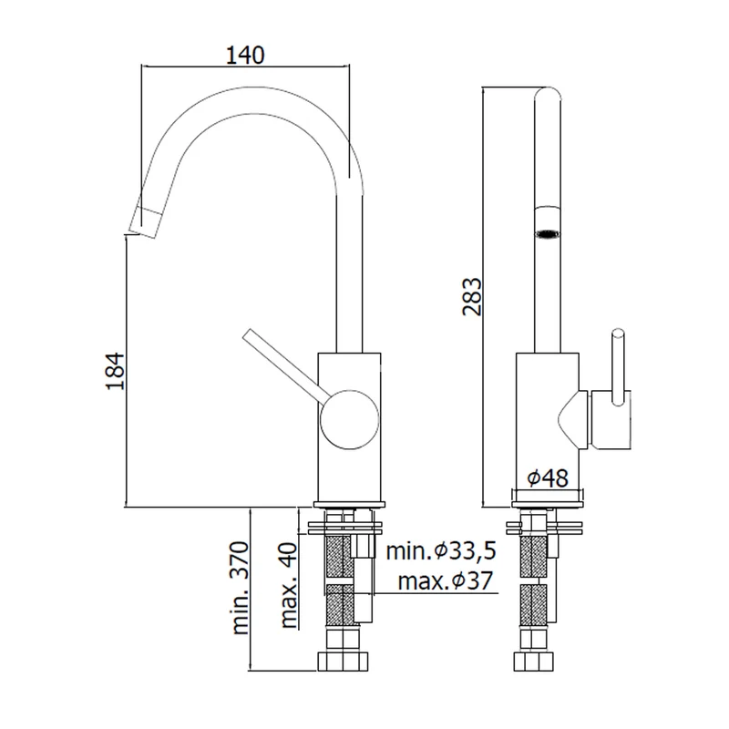 Mitigeur de lavabo LIG 078 CR LIGHT PAFFONI avec bec pivotant et sans bonde