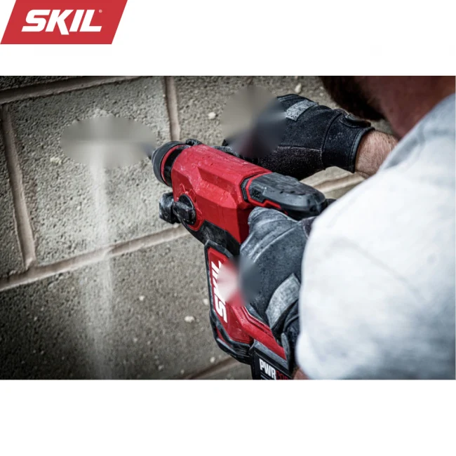 Marteau perforateur pneumatique sans balais SKIL 3851 JA avec batterie 20V avec 2 batteries 4,0 et 2,0 Ah et chargeur de batterie