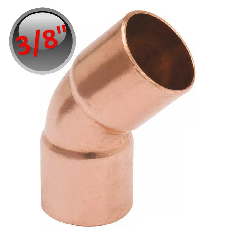 Coude femelle-femelle en cuivre à 45° 3/8'' - 9,52 mm à souder