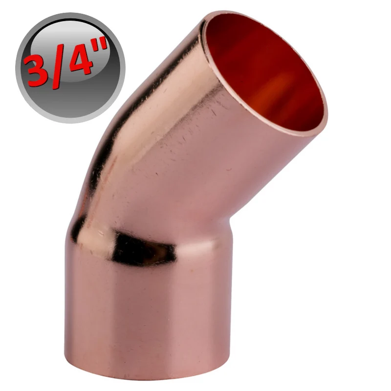 Raccord coudé en cuivre à souder femelle-mâle 45° 3/4'' 19,05 mm