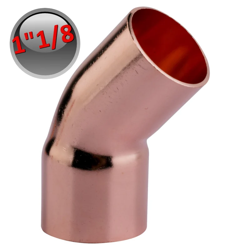 Coude en cuivre soudable à 45° 1''1/8 - 28,58 mm femelle - mâle