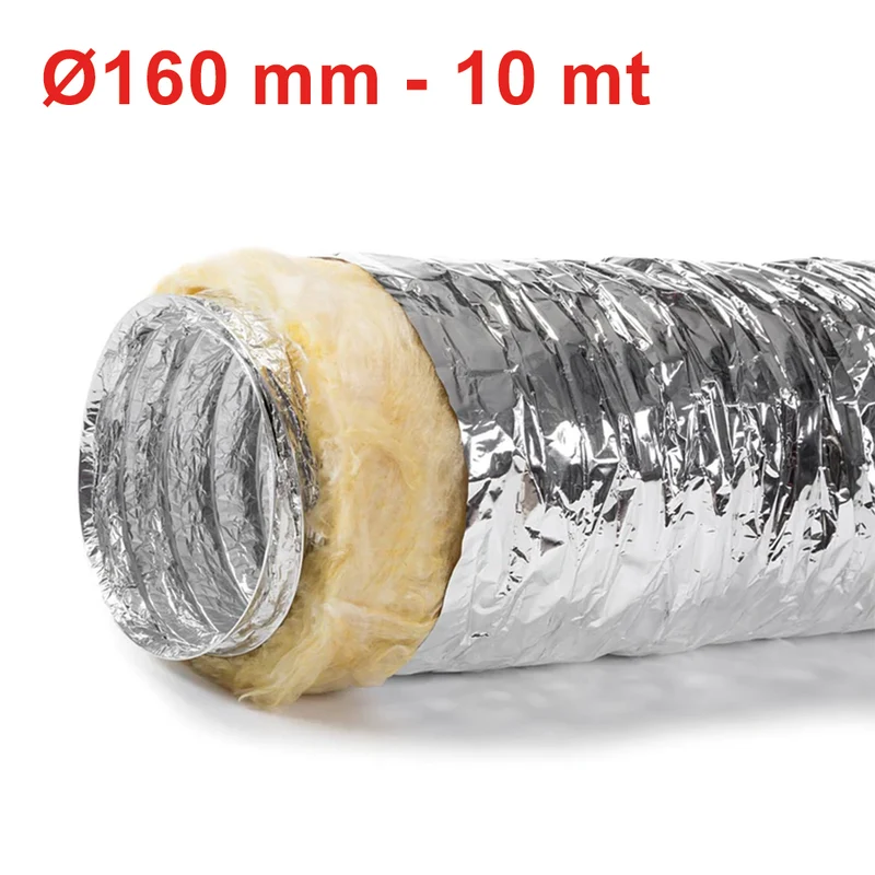 Gaine flexible en aluminium et polyester avec isolation acoustique, classe 1 - Ø 160 mm, rouleau de 10 m