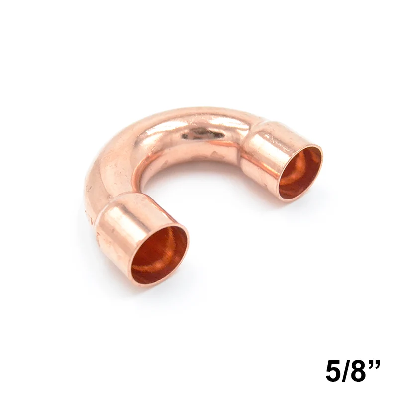 Coude en cuivre à 180° à souder, connecteur femelle 5/8'' - femelle