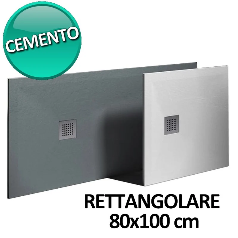 Receveur de douche 80x100 en résine et gelcoat effet pierre - Couleur Cemento