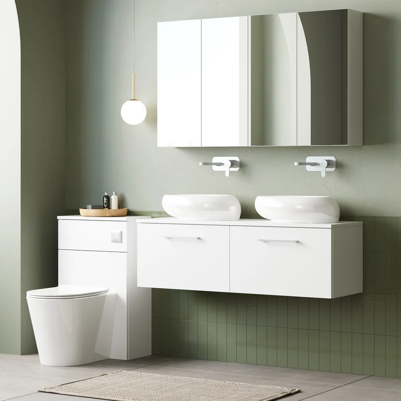 Lana 1200mm Wall Hung 2 Drawer Vanity Unit & Worktop - White Gloss