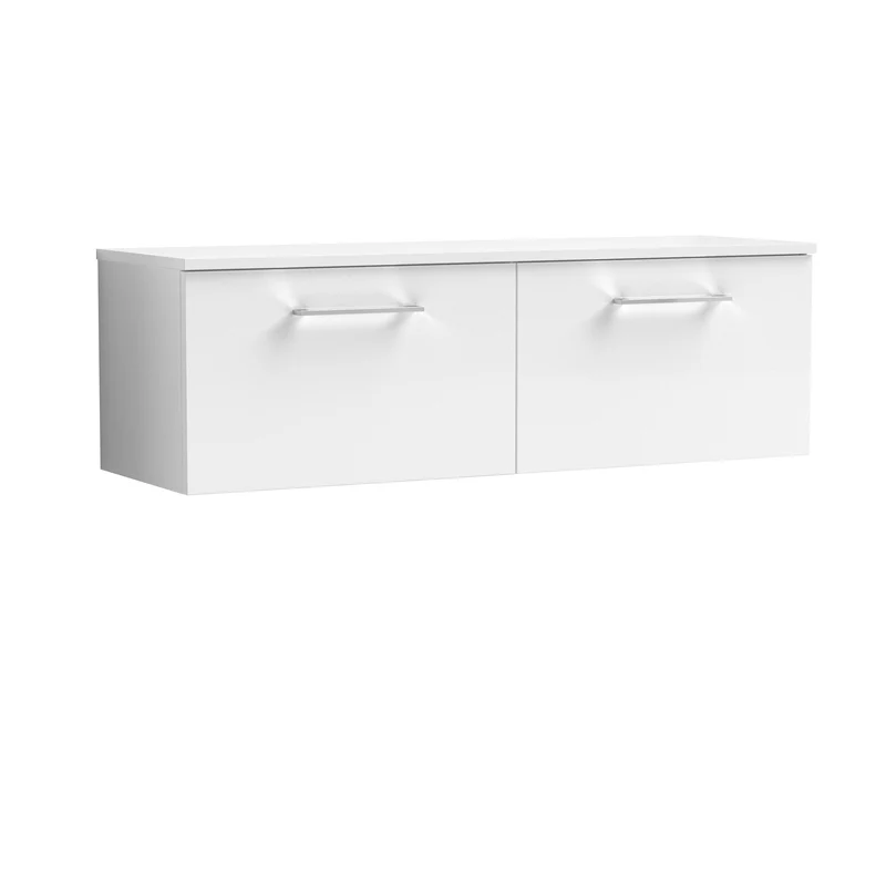 Lana 1200mm Wall Hung 2 Drawer Vanity Unit & Worktop - White Gloss