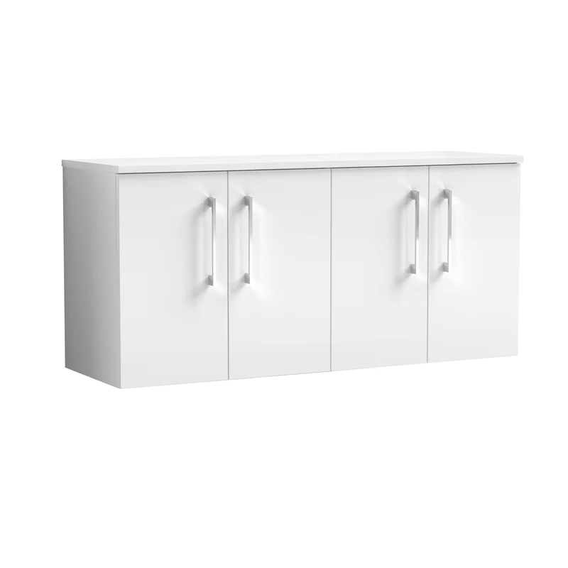 Lana 1200mm Wall Hung 4 Door Vanity Unit & Worktop - White Gloss