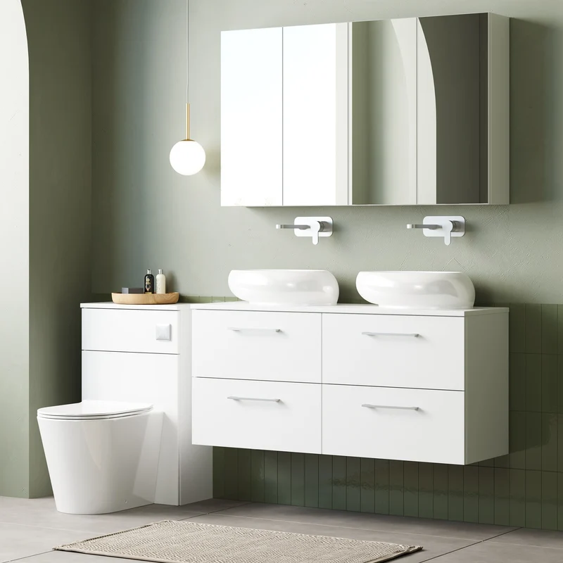 Lana 1200mm Wall Hung 4 Drawer Vanity Unit & Worktop - White Gloss