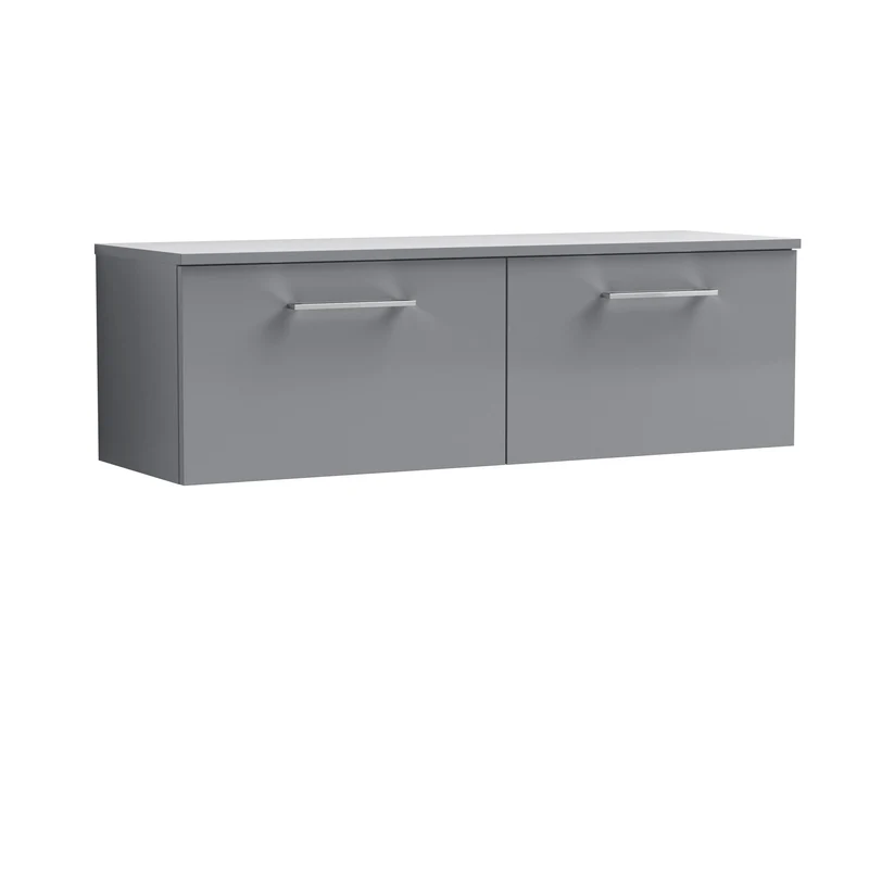 Lana 1200mm Wall Hung 2 Drawer Vanity Unit & Worktop - Grey Satin