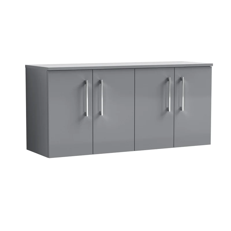 Lana 1200mm Wall Hung 4 Door Vanity Unit & Worktop - Grey Satin