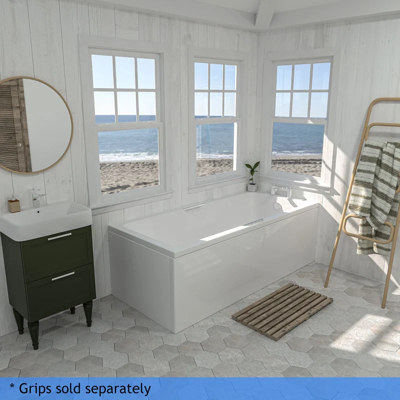 Portland Single Ended Twin Grip 1700 x 800mm Bath - White