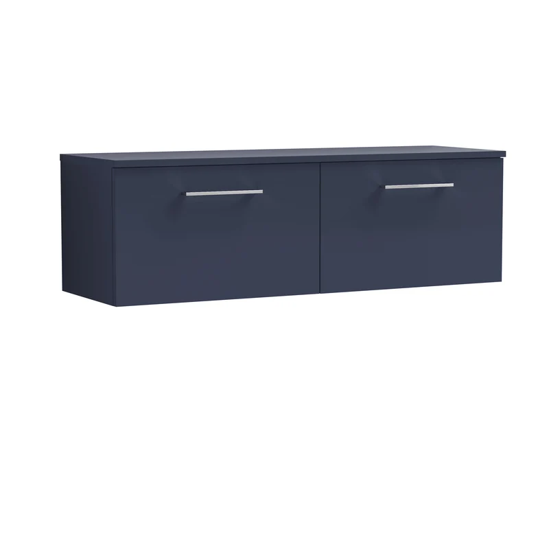 Lana 1200mm Wall Hung 2 Drawer Vanity Unit & Worktop - Midnight Blue Satin