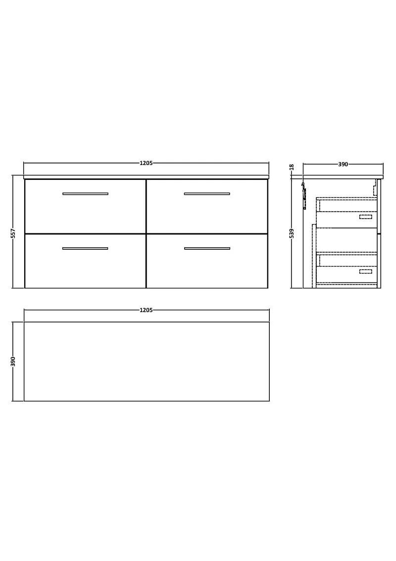 Lana 1200mm Wall Hung 4 Drawer Vanity Unit & Worktop - Midnight Blue Satin