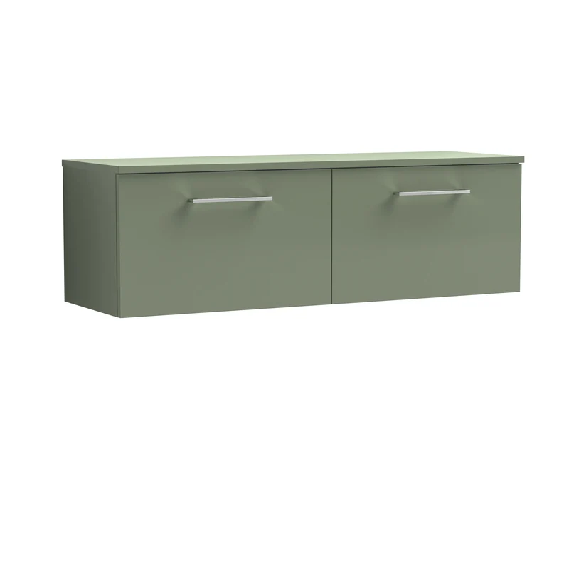 Lana 1200mm Wall Hung 2 Drawer Vanity Unit & Worktop - Green Satin