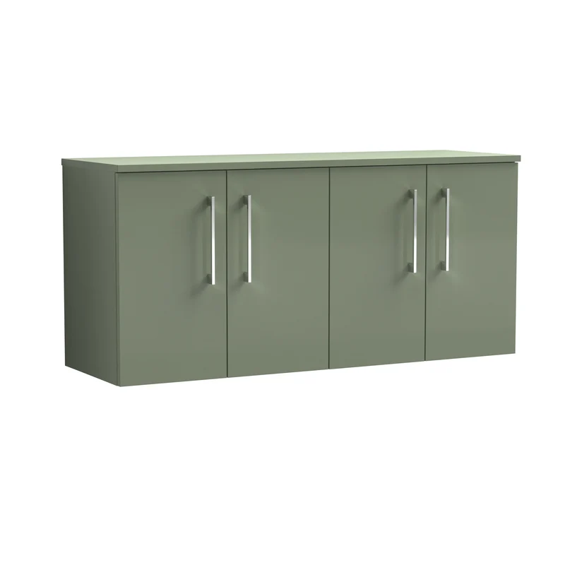 Lana 1200mm Wall Hung 4 Door Vanity Unit & Worktop - Green Satin